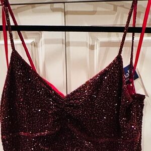NWT JUNIOR SIZE 13-15 (xl) Sequin Burgundy high low party dress